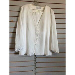 Suzy T Skirt Suit Set Ruffle‎ Trim Blazer Jacket Career Interview Size 10